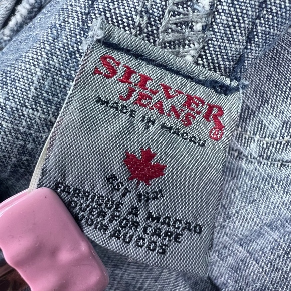 VINTAGE |•SILVER JEANS•| Blue Denim Flare Leg Bib Overall Jeans - Picture 10 of 14